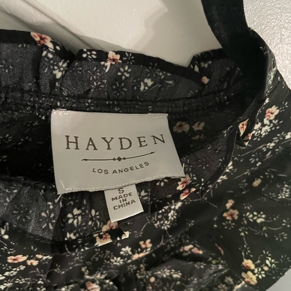 Black floral ruffle long sleeve maternity midi dress - Picture 5 of 6